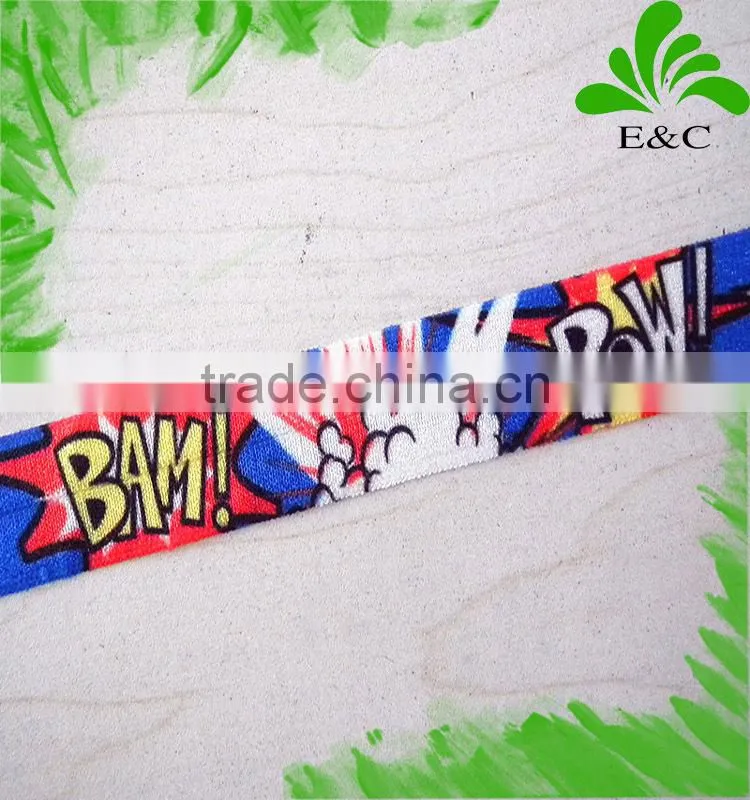 Custom Print Heat Transfer Sublimation Dyed Fold Over Elastic Fabric Bracelet Hair Tie Hair Band