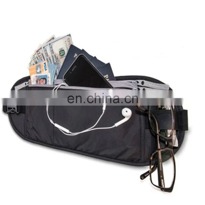 Rfid Blocking Black Ripstop Nylon Travel Waist Phone Pocket