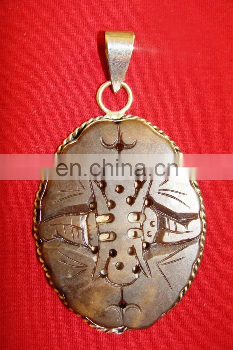 Unique Red Brass Coral Pendant
