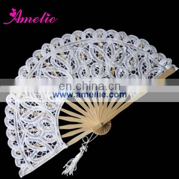 Hot design,white lace wedding fans