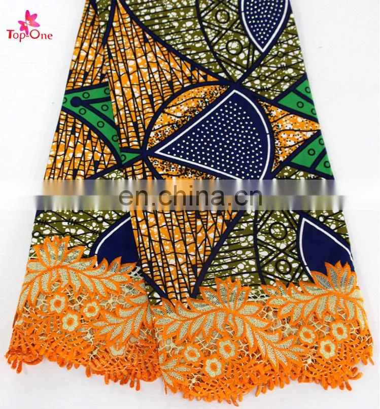 African ankara lace women fashion wax lace with stones New arrival wax designs women fashion dress fabrics material 2017