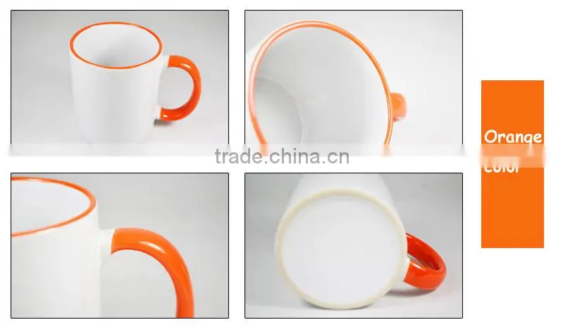 Manufacturer Wholesale Sublimation 11oz Top Grade Rim Colourful Mug