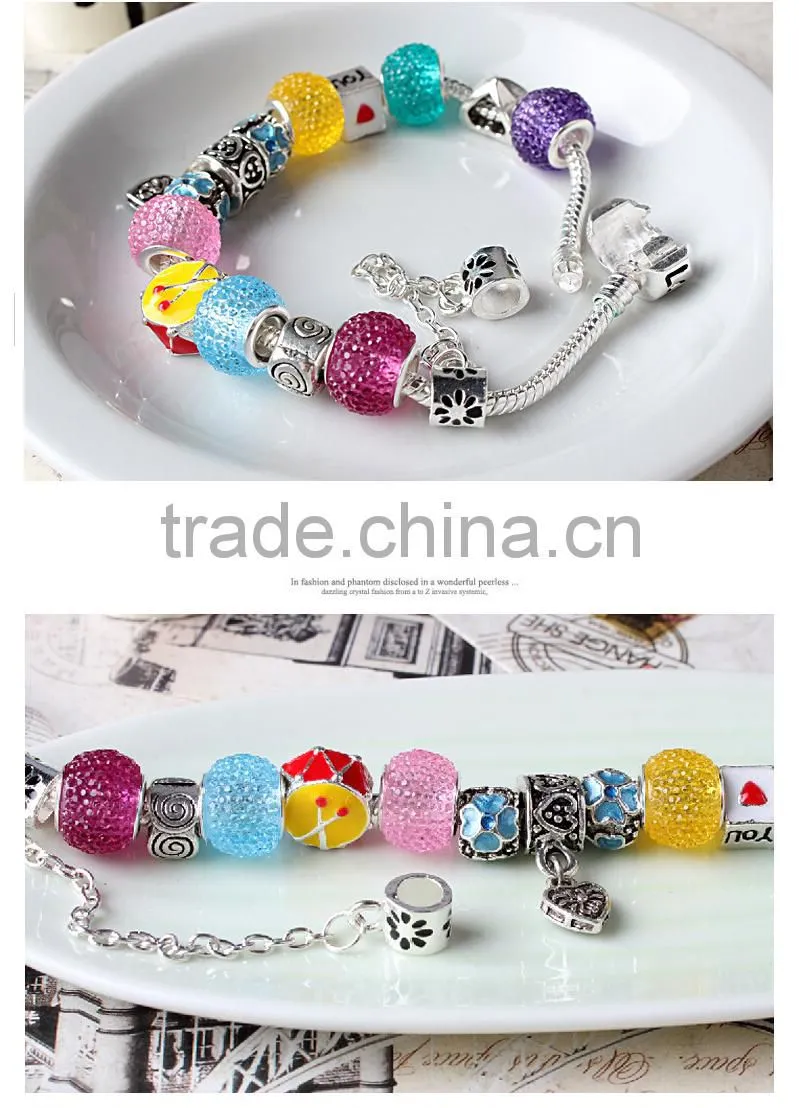 TG19 Bead bracelet wholesale bracelet china love charm 2015 popular silver handmade glass bead bracelet
