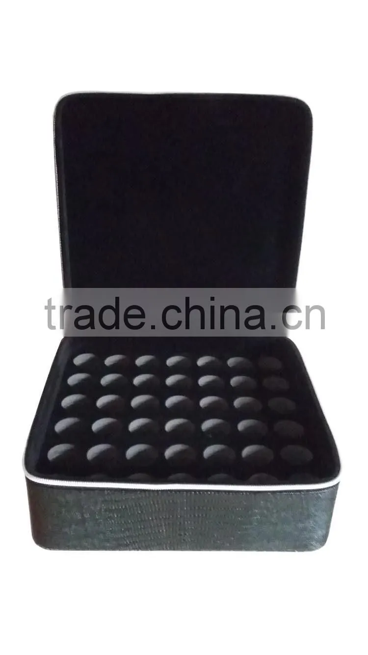 Leather Essential Oil Carrying Case Holds 42, 15ml Bottles, Custom Hard Shell with High Density foam essential oil carry case