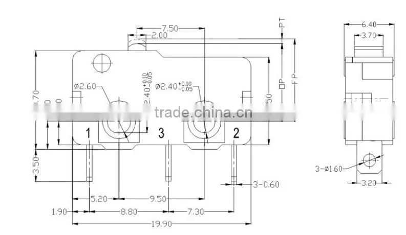 Zing ear micro switch 300gf 10.1A 25T125 china manufacturer