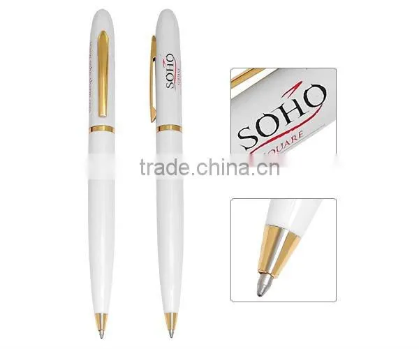 white color wiht gold clip Hot Selling Metal pen