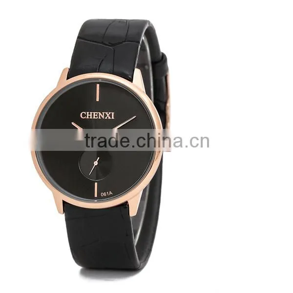 2016 Men Quartz Stainless Steel Back Geniune Leather Wrist Watch