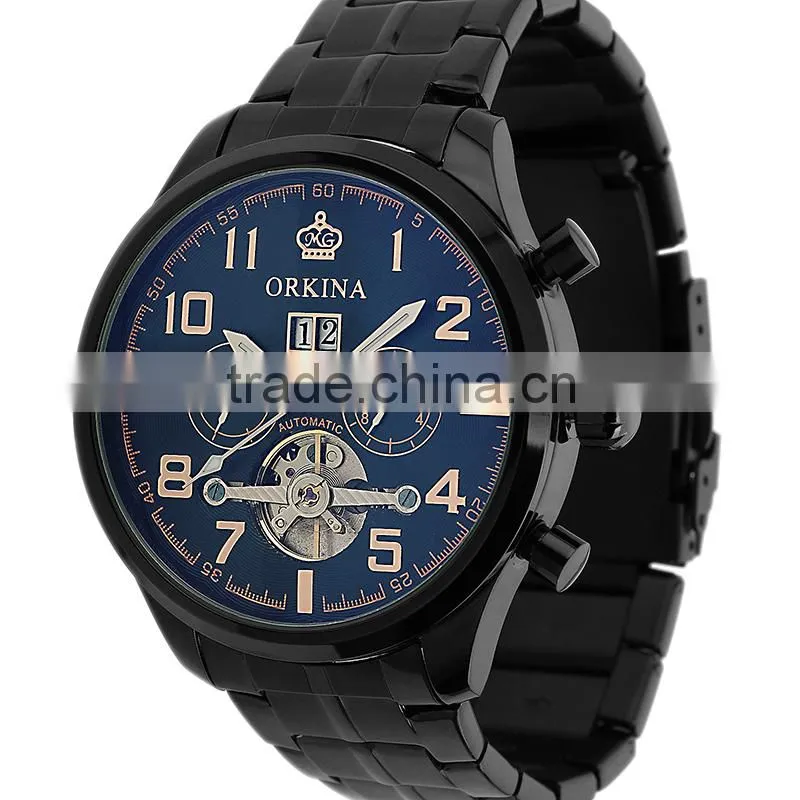 Black Tourbillon Mechanical Watch WM372 Teenage Fahion Watches