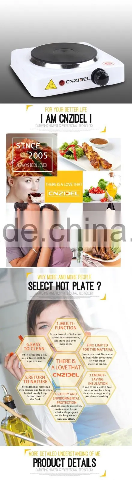 Portable Electric Hot Plate Single Burner Stove 1000W