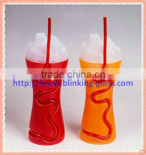 Plastic Curved straw cup - 400ml