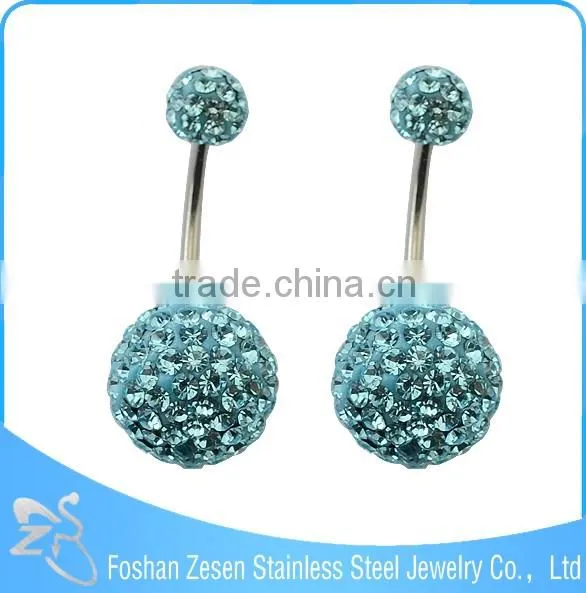 China factory medical steel aqua crystal ball beautiful navel piercing jewelry photo