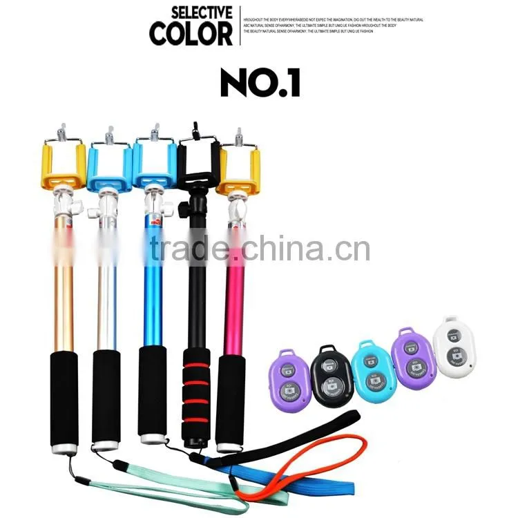 Extendable selfie stick with bluetooth shutter button for Mobile Phone