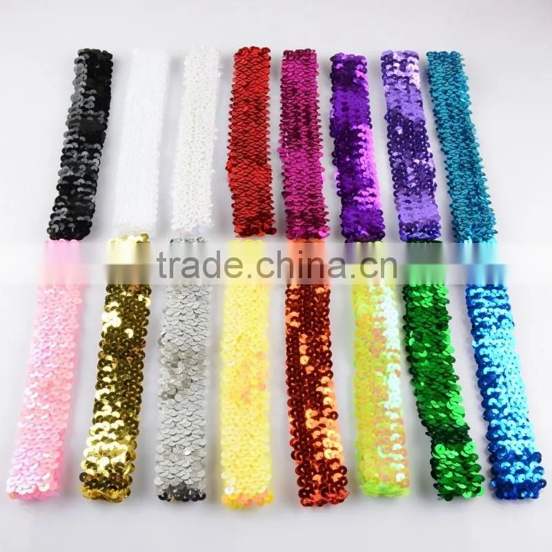 Fashion kids sequin elastic Headband Toddler Headband baby glitter hair band wh-1748