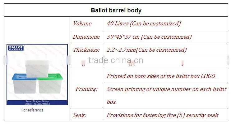 JYL-BB112 Plastic election box/ PVC vote box