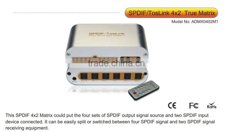 4x2 Digital Audio TOSlink Optical Selector Switch