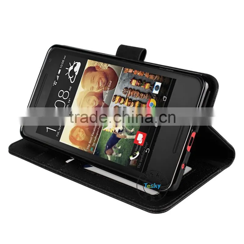 PU Leather Case For HTC Desire 612 Case ,For HT Desire 612 Wallet Case Black