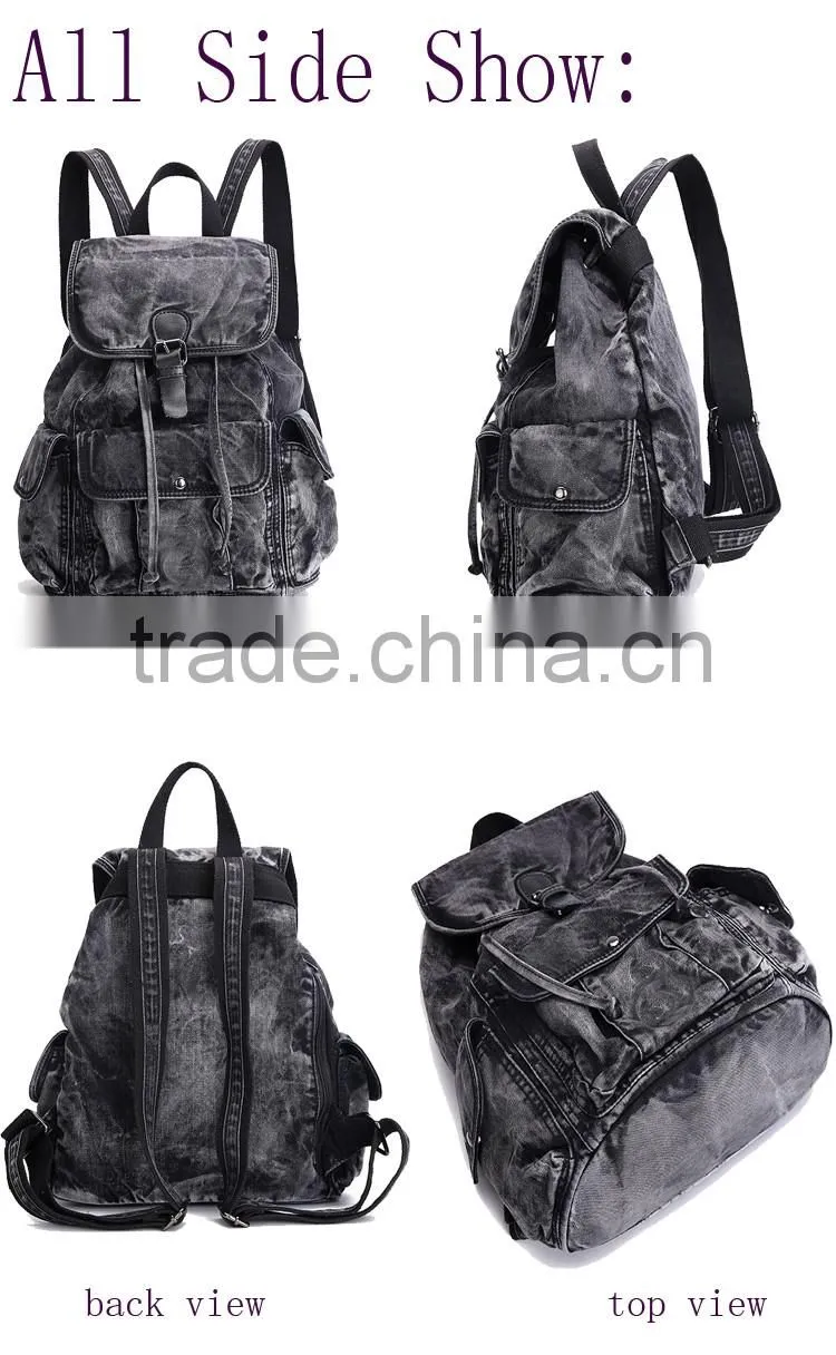 High quality fashion factory OEM durable retro jeans cloth backpack bag