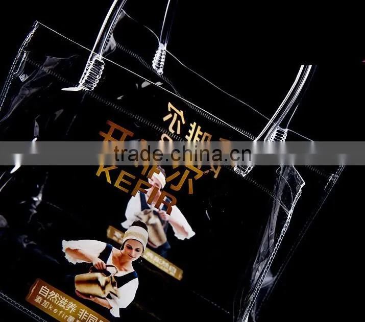 clear PVC bag,open top style shopping bag ,gift bag ,Cosmetic bag ,PVC pipe handle