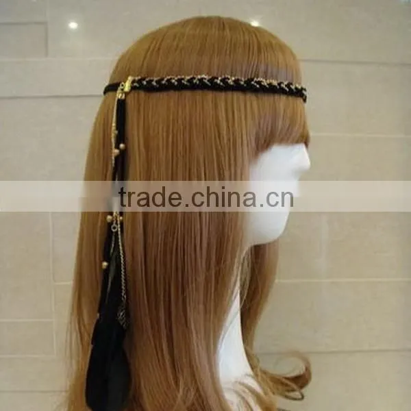 2014 wholesle Bohemia colour linear Feather tassel hairband