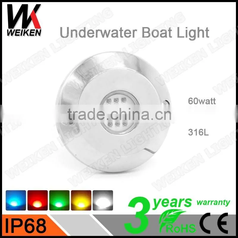 12v 60w Outdoor Yacht Led Underwater Lights 316L Stainless Steel Marine Lights china supplier