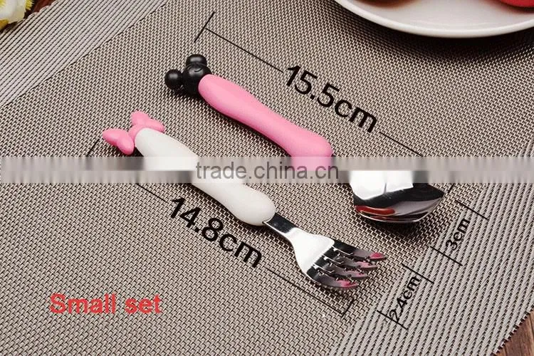 2016 mouse holder spoon stainless steel 304 spoon and fork for children