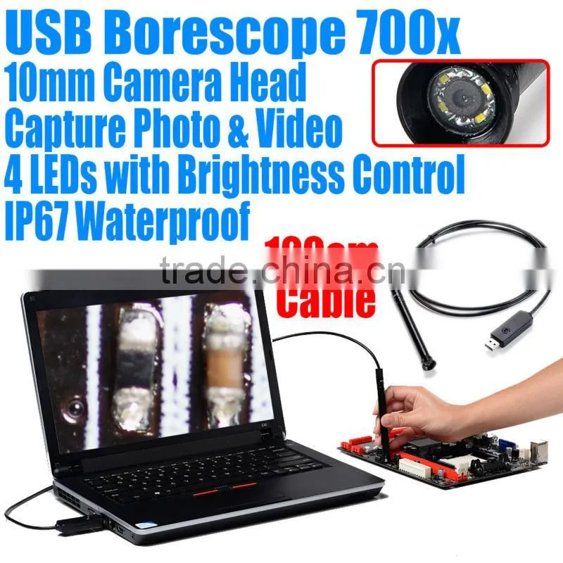 700X USB Waterproof 1.2M Cable Microscope Endoscope Borescope Inspection Camera