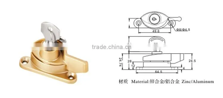 Hot Sale Hotel Supplies Bookcase Crescent Profile Lock