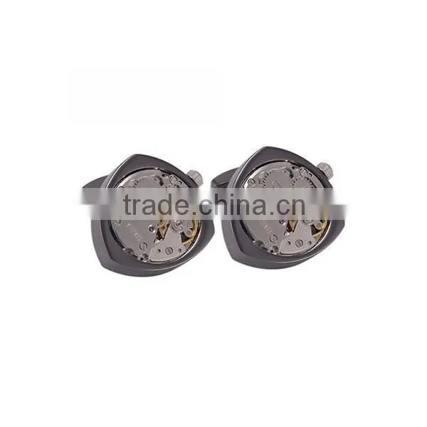 Custom gun black cufflink,floating locket watch cufflinks jewelry