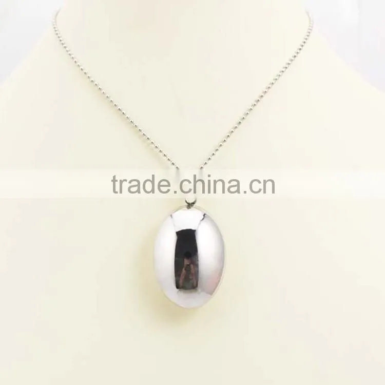 Polished Silver Round Stainless Steel Pendant Chain Necklace Jewelry