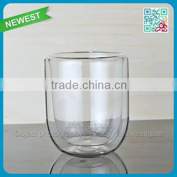 newest Heat-resistant double wall glass cup tea cup creative cup glass transparent circular no cover