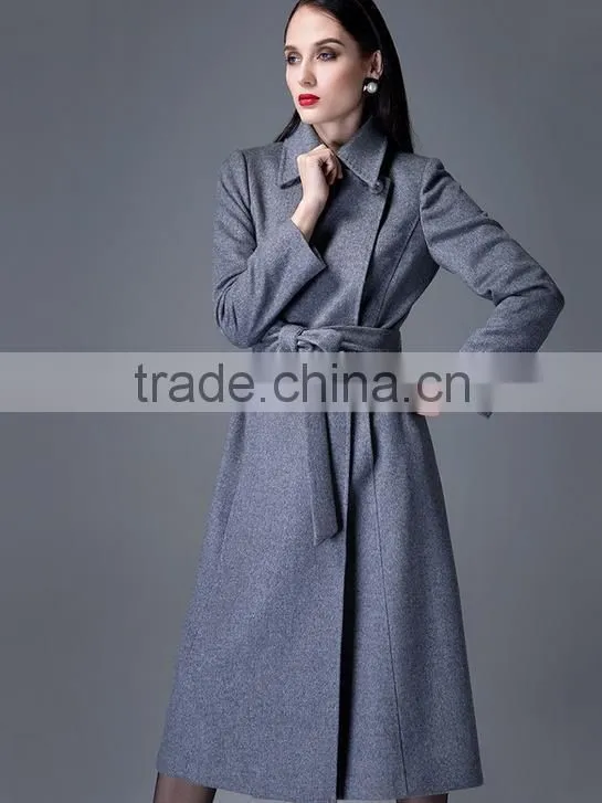long pattern elegant wool coat for women