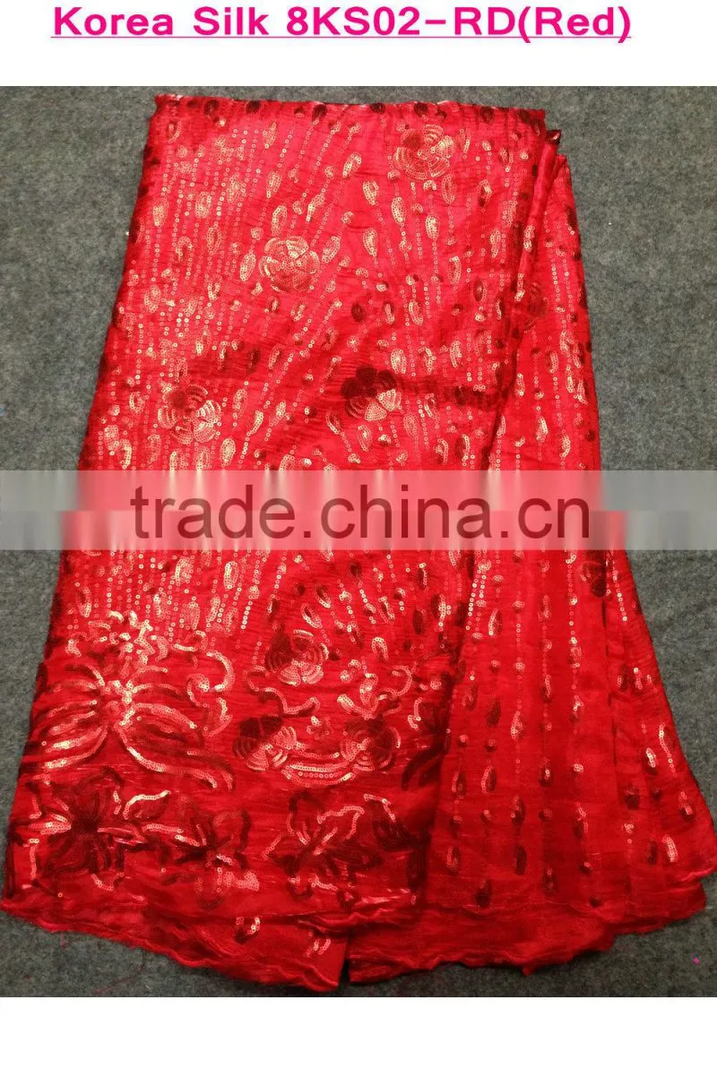 Korea marketing textile silk sequins Korea silk feeling multicolor seek silk lace Korean sequins lace