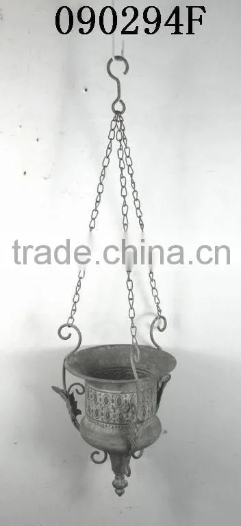 090294F Decorative antique metal wire hanging flower pots