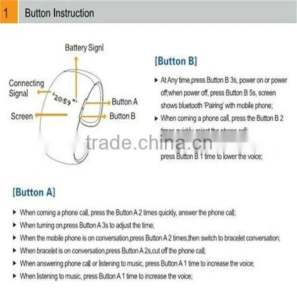 Fashionable Led Bluetooth Bracelet Bluetooth Watch with Caller ID/ Distance Vibration