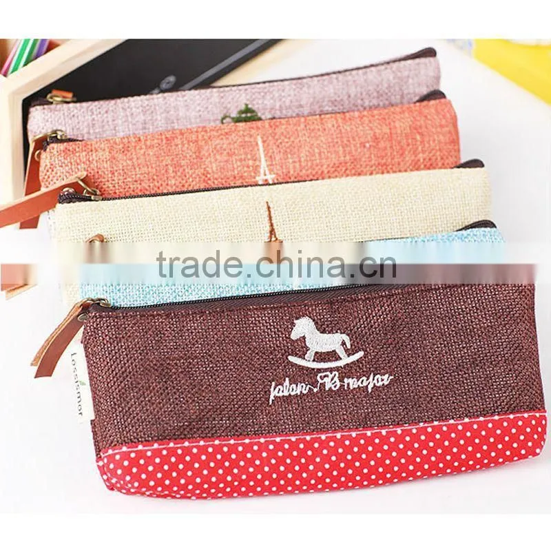 HOT Canvas Pen Pencil Bag Zipper Coin Case Pouch Mini Cosmetic Makeup bags