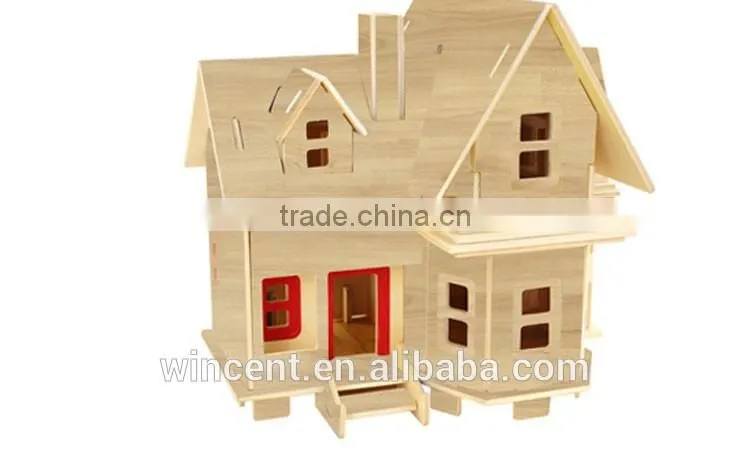 Kids Mini DIY 3D Wooden Villa Puzzle Toy
