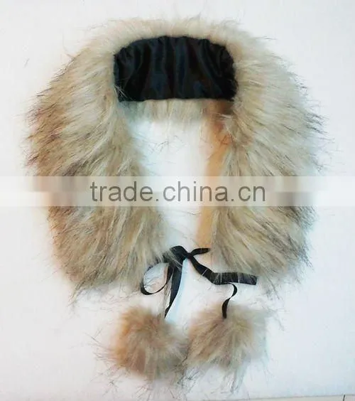 Latest fashion fur scarf with lace decorate