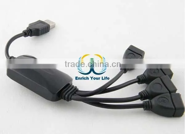 Black 4-Port High Speed USB 2.0 Hub