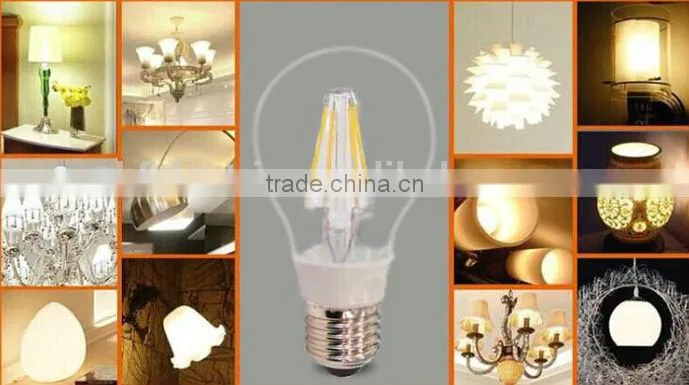 High quality 6w A60 600lm E27 filament LED bulb 2700K CE approval