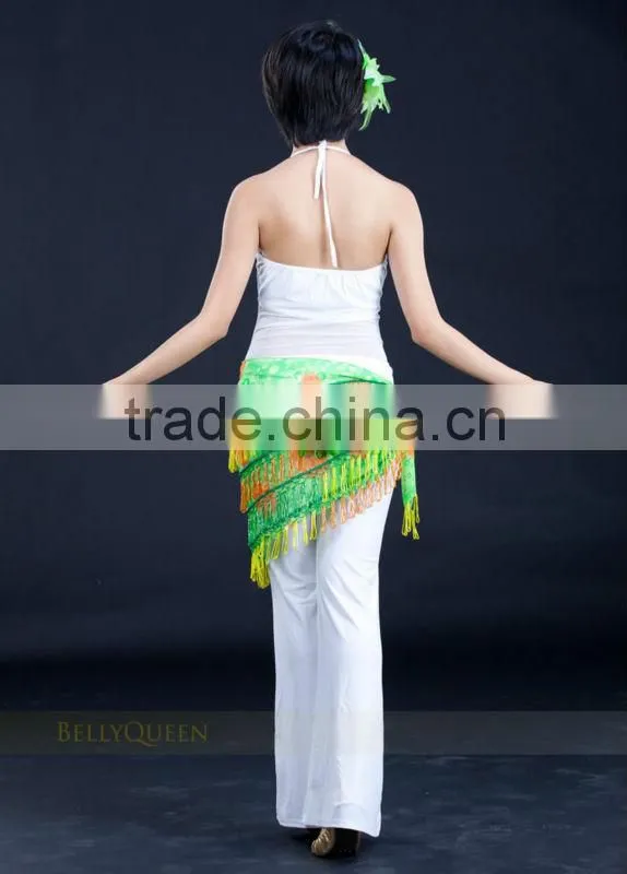 SWEGAL SGBDD130032 1COLOR green belly dance hip scarf single tassel belt