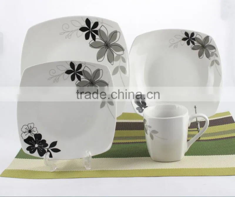16 pcs porcelain dinner set in square shape,square houseware