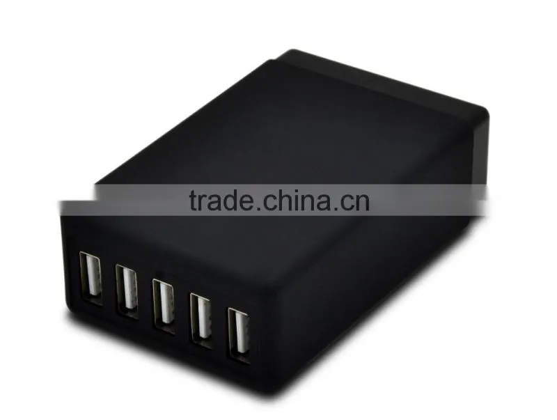 UV Paint 5V4.1A 5 Port Multiple USB Intelligent Charger Multi Travel Power Adapter for USB-Charged Devices(Black)