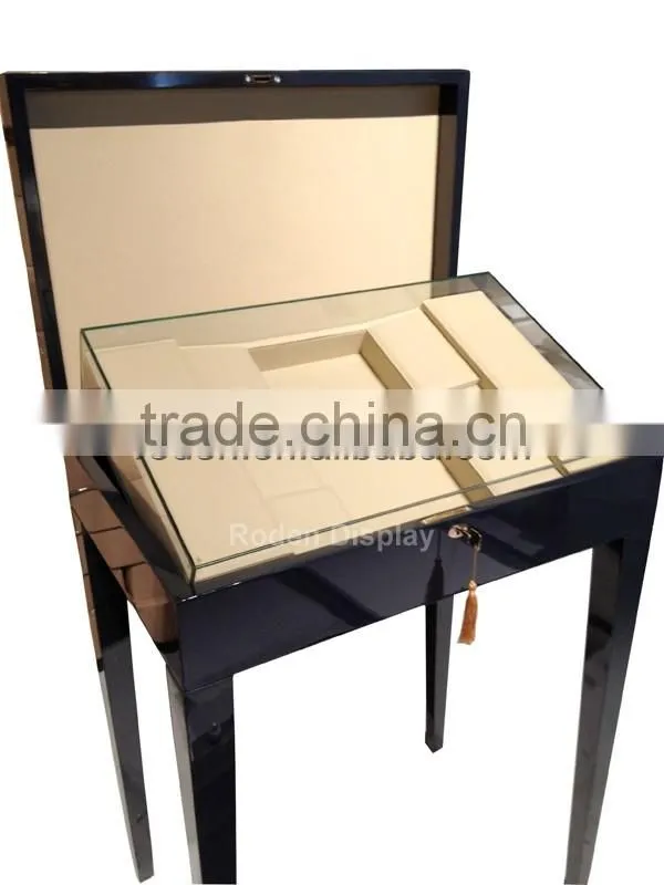 Hot Sale Wine Floor Stand Wooden Wine Display Stand With LED Lighting