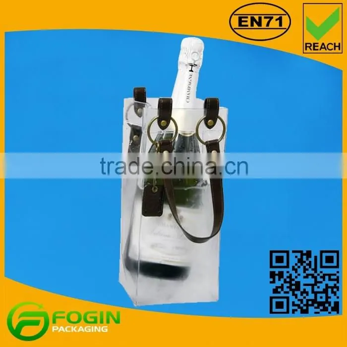 Waterproof PVC Ice Bag With Leather Handle/Wine Bag