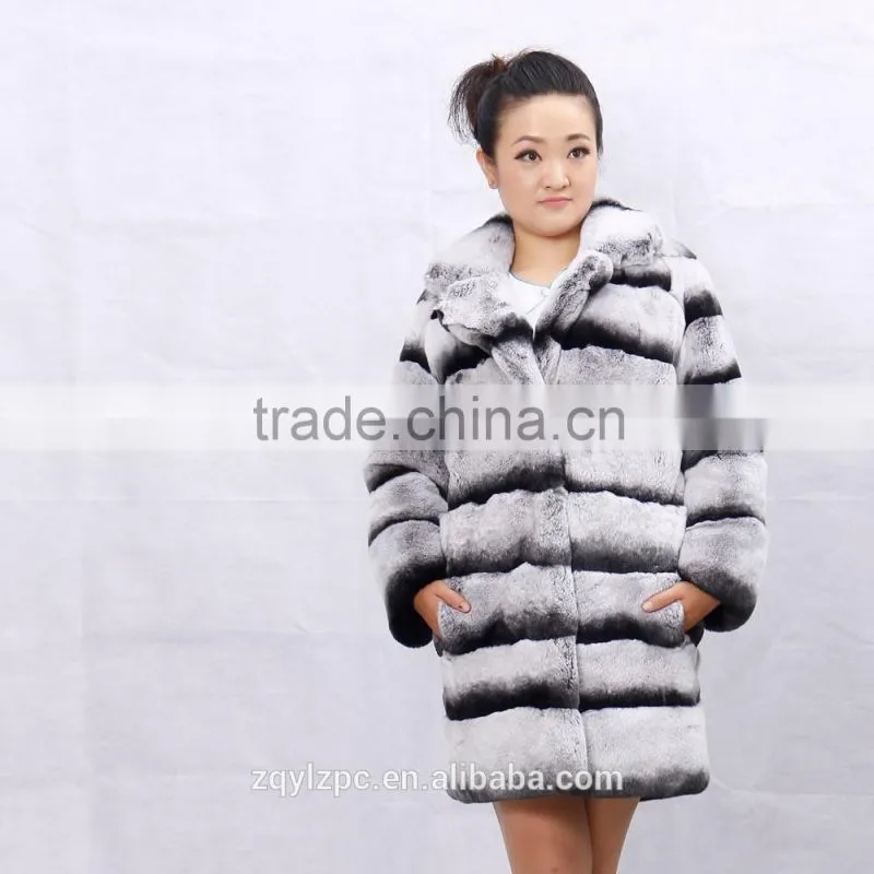Wholesale cheap price Chinchilla Rex Rabbit Fur Jacket