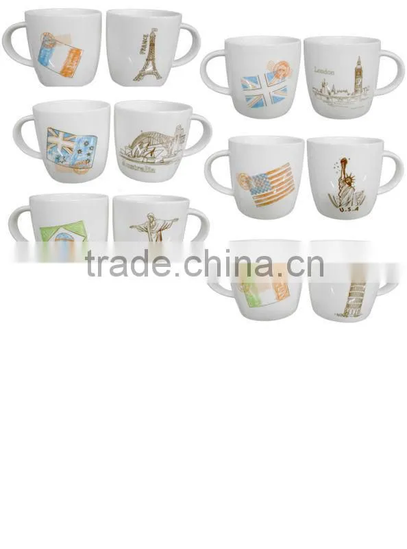 C03903-B ceramic mug with handle and handle plastic cup