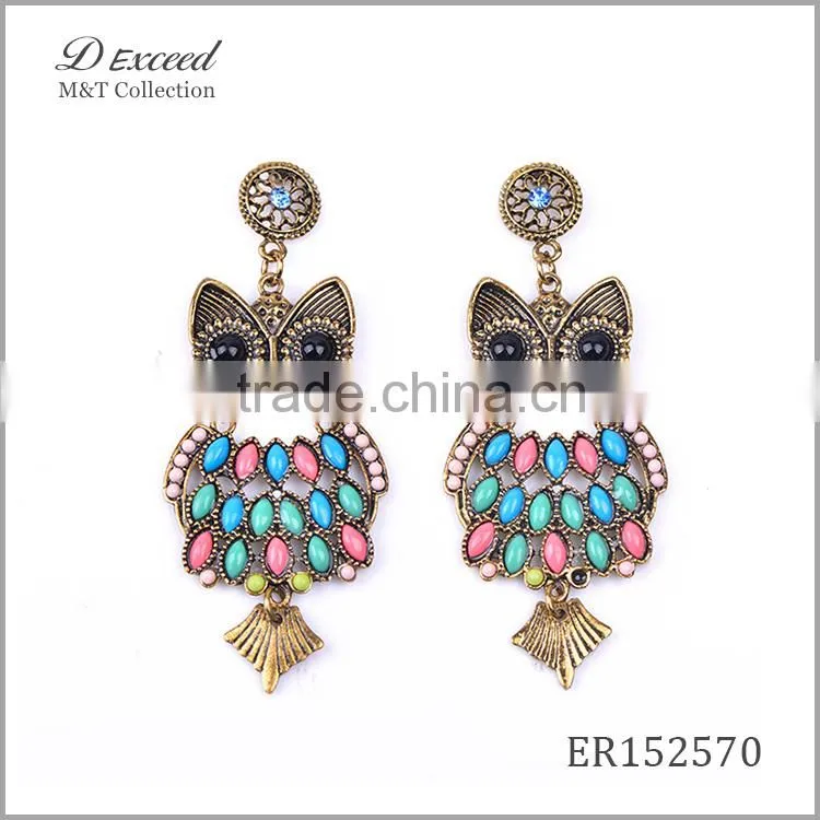 Wholesale Jewelry New Designs Ladies/Women's Vintage Ethnic Bohemian Earrings Owl Gold/Silver Plating Drop Earrings