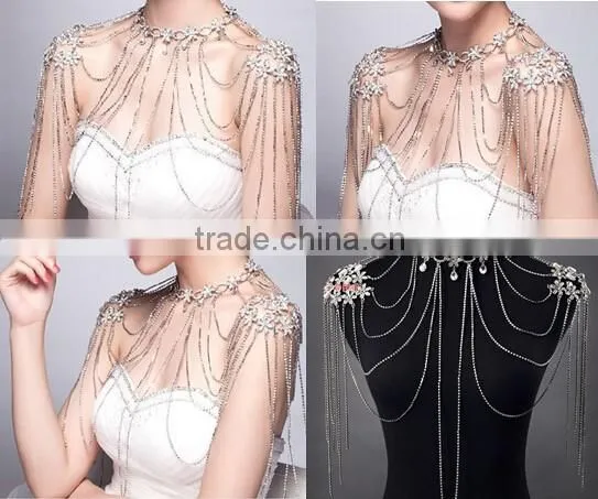 New DesignTop Grade Luxury Bridal Wedding Decor Sexy Shoulder Body Chain Dress