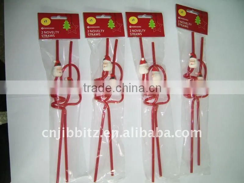 plastic drinking straw of Santa Claus