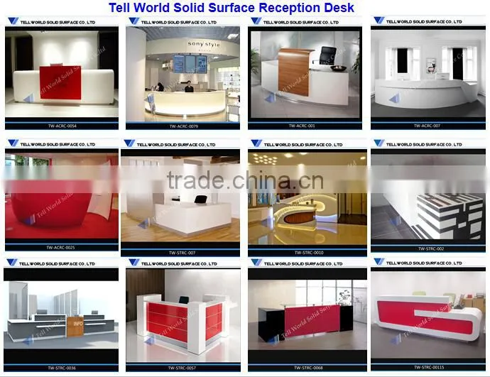 Top quality 100% acrylic solid surface hotel reception desk/table modern